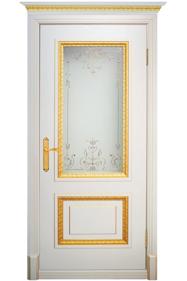 "Aura" White Enamel Royal Interior Door with Glass - villedoors.com