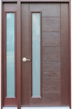 Fiberglass Mahogany Stained Glass Entry Door - villedoors.com