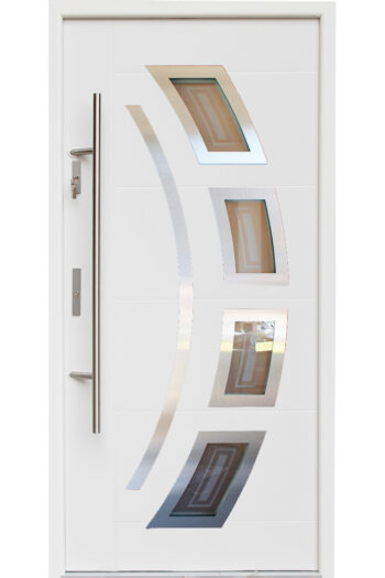 Miami- Modern Entry Door in White Finish with Glass - villedoors.com