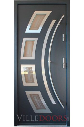 Praga - Modern Stainless Steel Exterior Door with Glass - villedoors.com