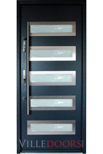 Praga - Modern Stainless Steel Exterior Door with Glass - villedoors.com
