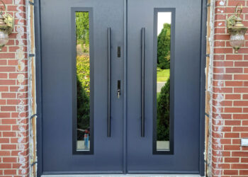 "Madrid" - Stainless Steel Entry Double Door with Glass - villedoors.com