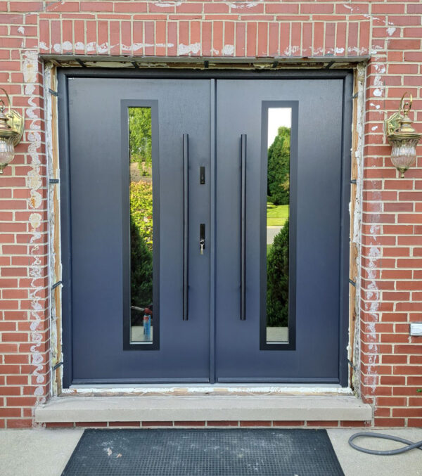 "Madrid" - Stainless Steel Entry Double Door with Glass - villedoors.com