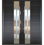 "New Yorker" - Stainless Steel Exterior Double Door with Glass - villedoors.com