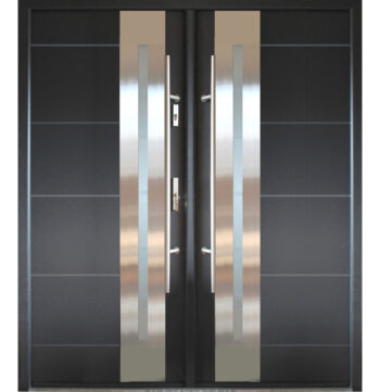 "New Yorker" - Stainless Steel Exterior Double Door with Glass - villedoors.com