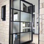 PVD2 Modern Glass Pivot Iron Door