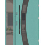 "Seattle" - Entry Door with Sidelights in Teal Finish
