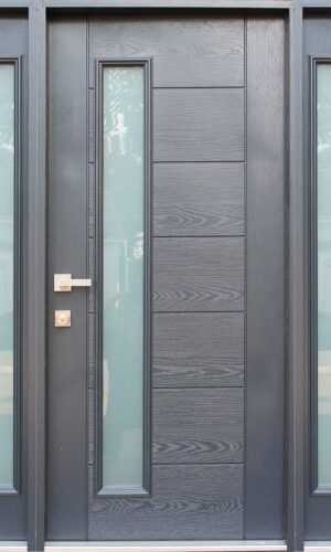 FIBERGLASS GREY STAINED GLASS ENTRY DOOR - villedoors.com