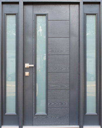 FIBERGLASS GREY STAINED GLASS ENTRY DOOR - villedoors.com