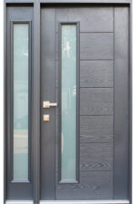 FIBERGLASS GREY STAINED GLASS ENTRY DOOR - villedoors.com