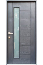FIBERGLASS GREY STAINED GLASS ENTRY DOOR - villedoors.com