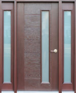 Fiberglass Mahogany Stained Glass Entry Door - villedoors.com
