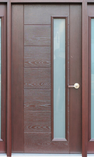 Fiberglass Mahogany Stained Glass Entry Door - villedoors.com