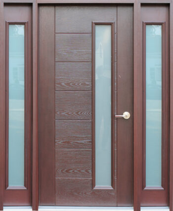 Fiberglass Mahogany Stained Glass Entry Door - villedoors.com