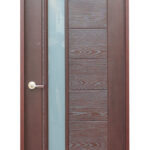 Fiberglass Mahogany Stained Glass Entry Door - villedoors.com