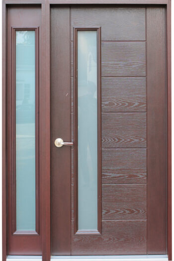Fiberglass Mahogany Stained Glass Entry Door - villedoors.com