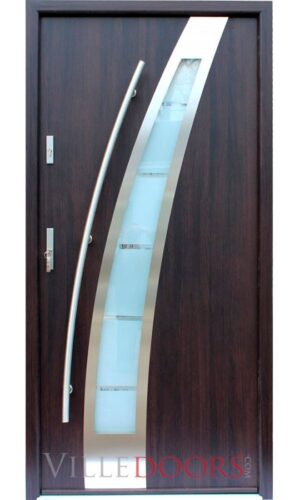 Praga - Modern Stainless Steel Exterior Door with Glass - villedoors.com