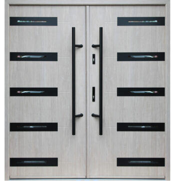 "Barca" - Stainless Steel Entry Double Door with Glass - villedoors.com