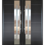 "New Yorker" - Stainless Steel Exterior Double Door with Glass - villedoors.com
