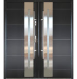 "New Yorker" - Stainless Steel Exterior Double Door with Glass - villedoors.com