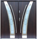"Praga" - Stainless Steel Entry Double Door with Glass - villedoors.com