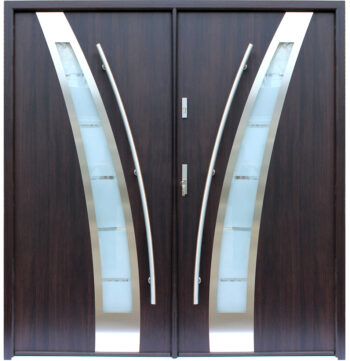 "Praga" - Stainless Steel Entry Double Door with Glass - villedoors.com