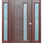 Fiberglass Mahogany Stained Entry Door with Sidelightes