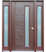 Fiberglass Mahogany Stained Entry Door with Sidelightes