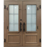 French Iron Glass Double Door in Washed Oak Patina Finish - Image 2